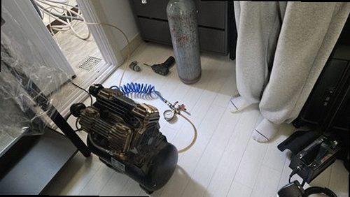 여주 누수탐지 공압 검사와 청음 탐지 장비로 배관 누수 위치를 확인하는 과정